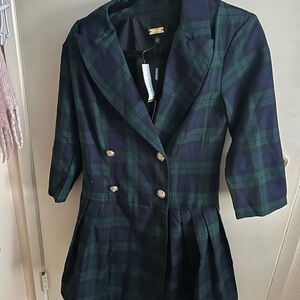 Alexia Admor Emerald Plaid Blazer Dress